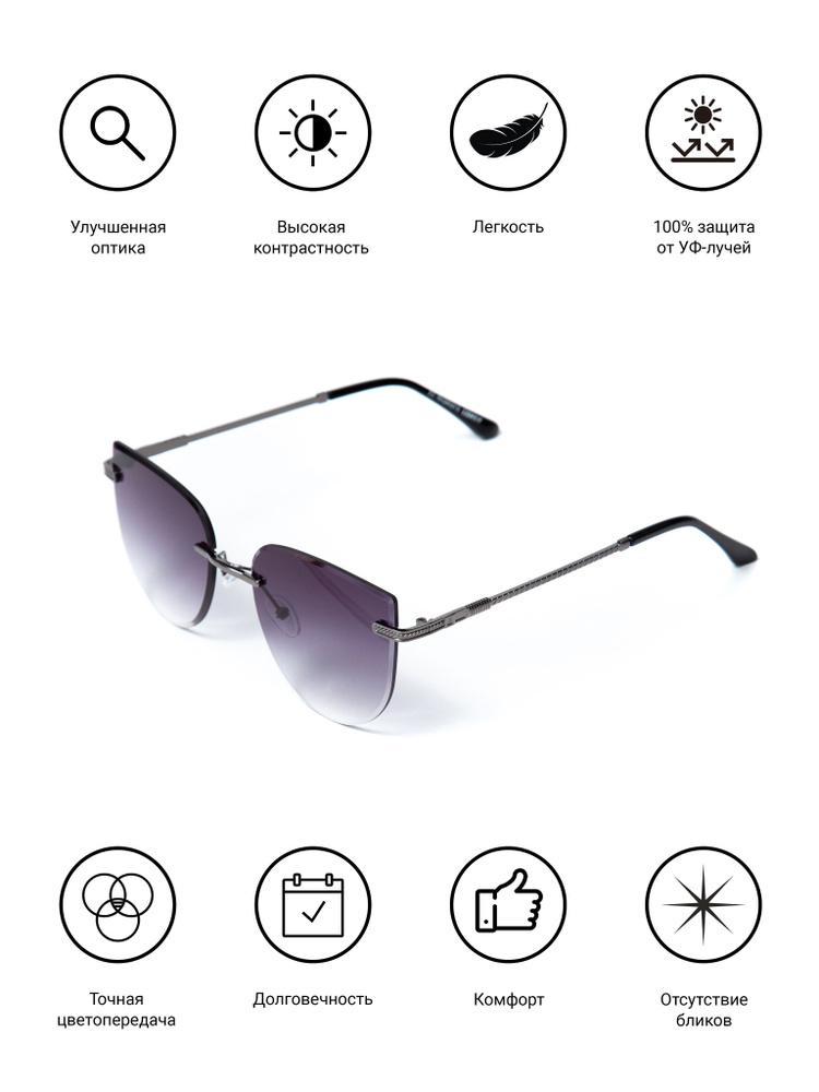 Солнцезащитные очки женские / Оправа "кошачий глаз" / Стильные очки / Ультрафиолетовый фильтр / Защита #1
