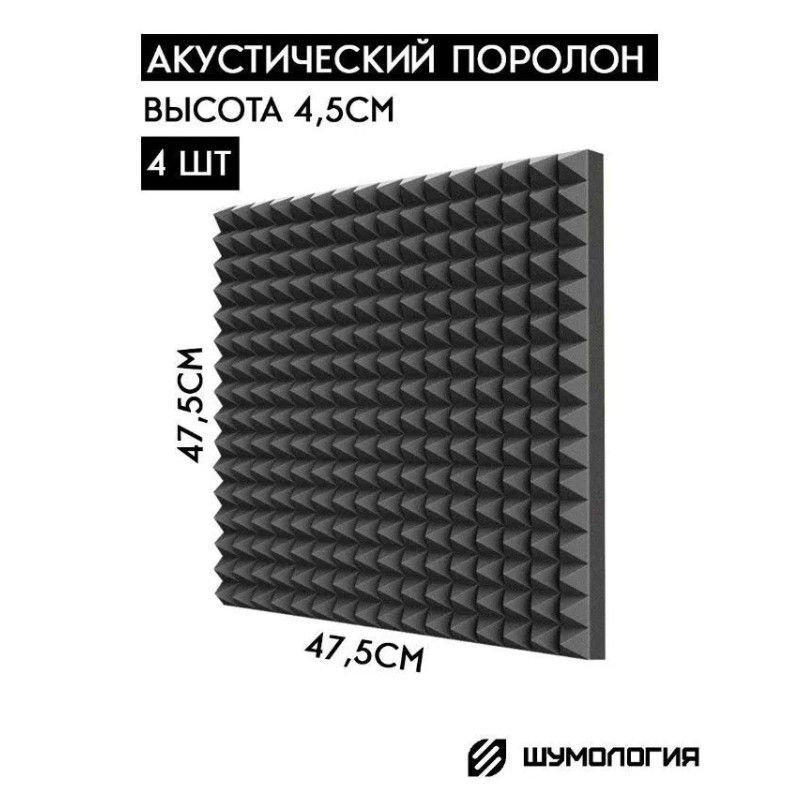 Шумология 4 панели! Topp 30 (475*475мм) - акустический поролон пирамида  #1