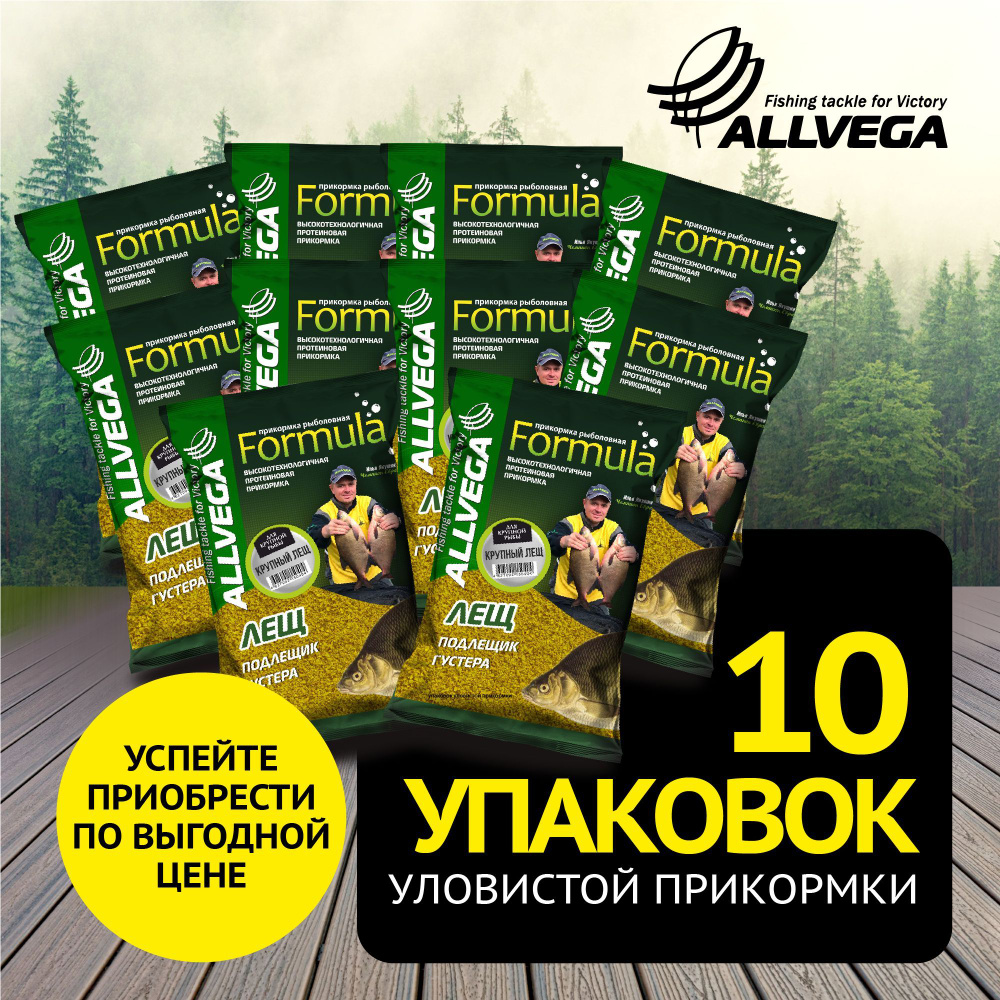 Прикормка для рыбалки ALLVEGA "Formula КРУПНЫЙ ЛЕЩ" 10 пакетов по 900 гр./прикормка на леща  #1