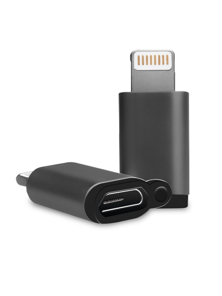 Адаптер переходник micro USB на Iphone Lightning алюминиевый корпус отверстием под ремешок/брелок  #1