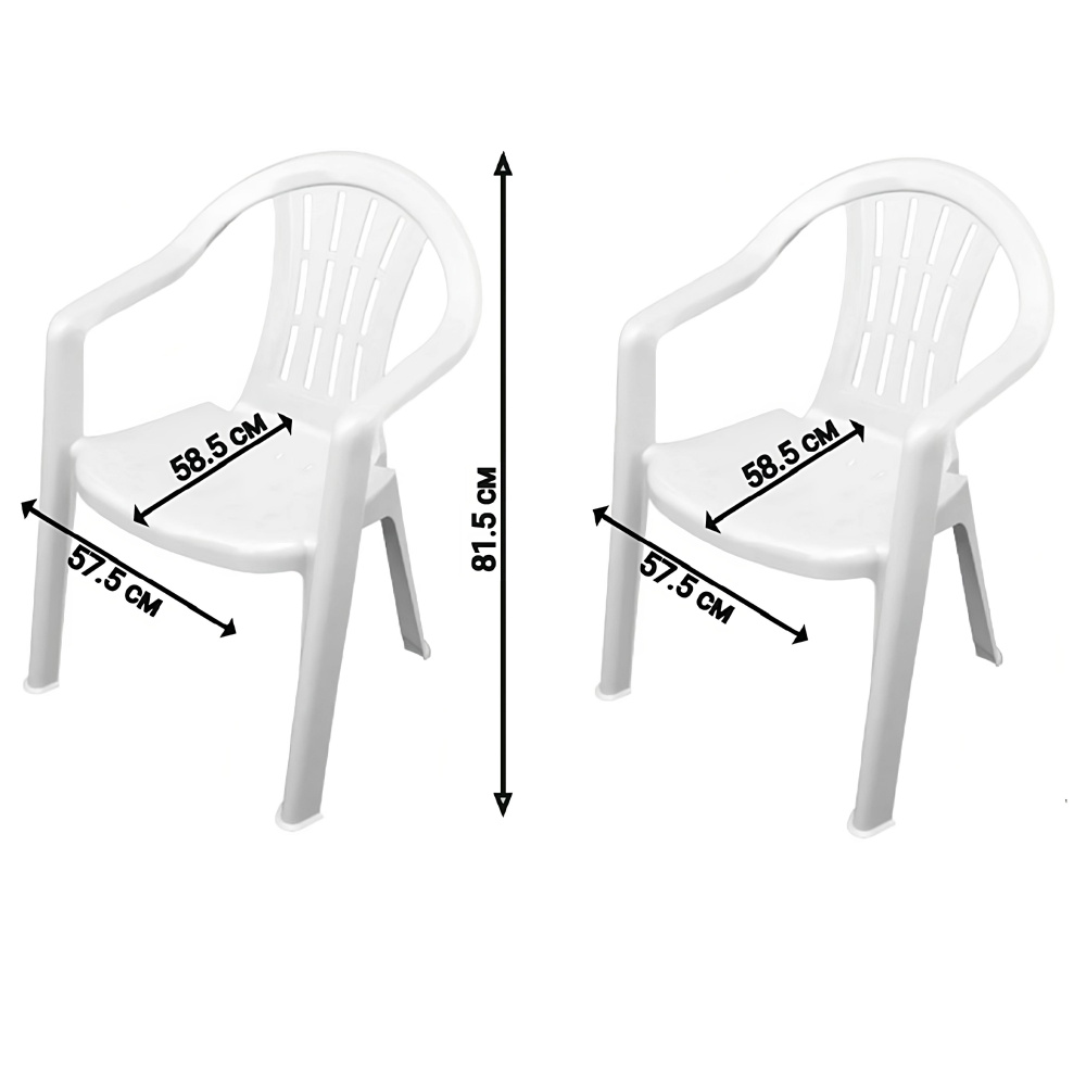 Набор из 2-х пластиковых белых стульев 58.5х57.5х81.5 см для кафетерия или столовой, загородного дома, #1