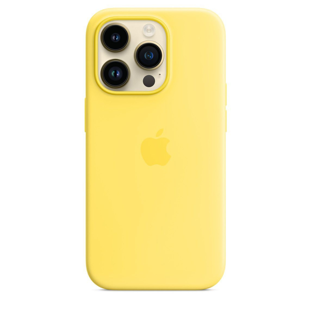 Чехол-накладка Silicone Case MagSafe для iPhone 14 Pro / Canary Yellow + Защитное стекло Sparta  #1