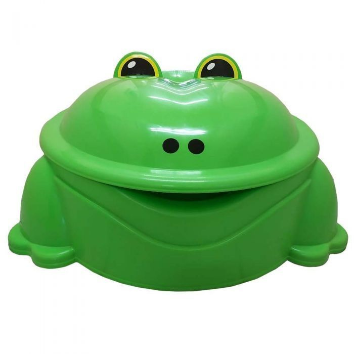 Детская песочница-бассейн лягушка с крышкой для игр на свежем воздухе, дачи, дома, детских садов зелёный #1