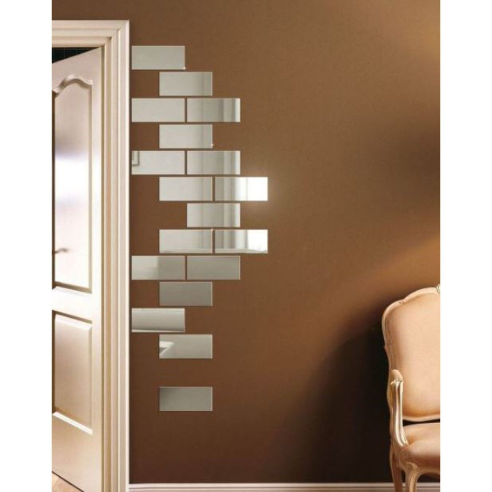 Наклейки на стену для декора / Зеркальные наклейки интерьерные на стену / Кирпичики зеркальные для интерьера, #1