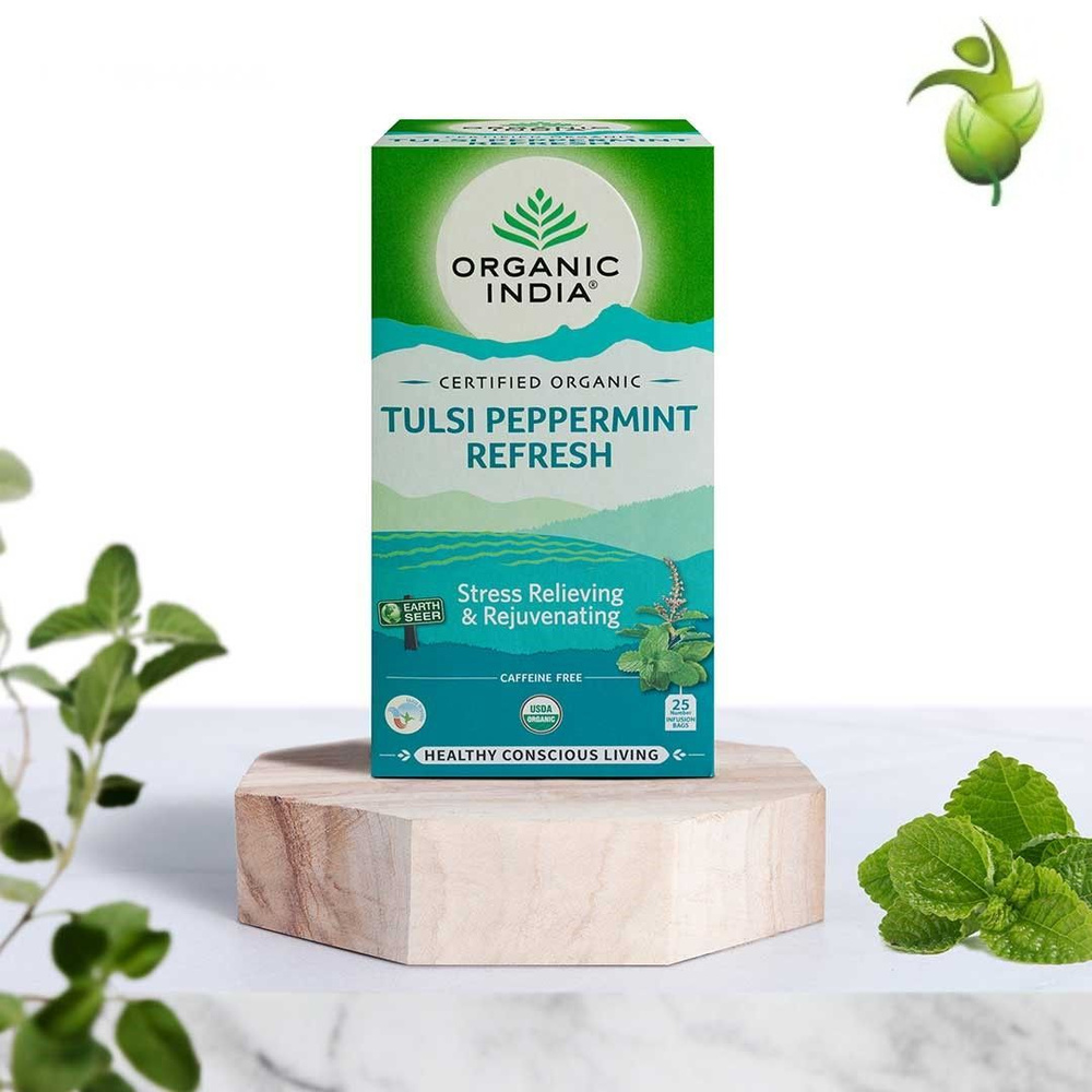 Чай Индийский Тулси Мята Органик Индия 25 пакетиков (Tulsi Peppermint Refresh Organic India) 25 пакетиков #1