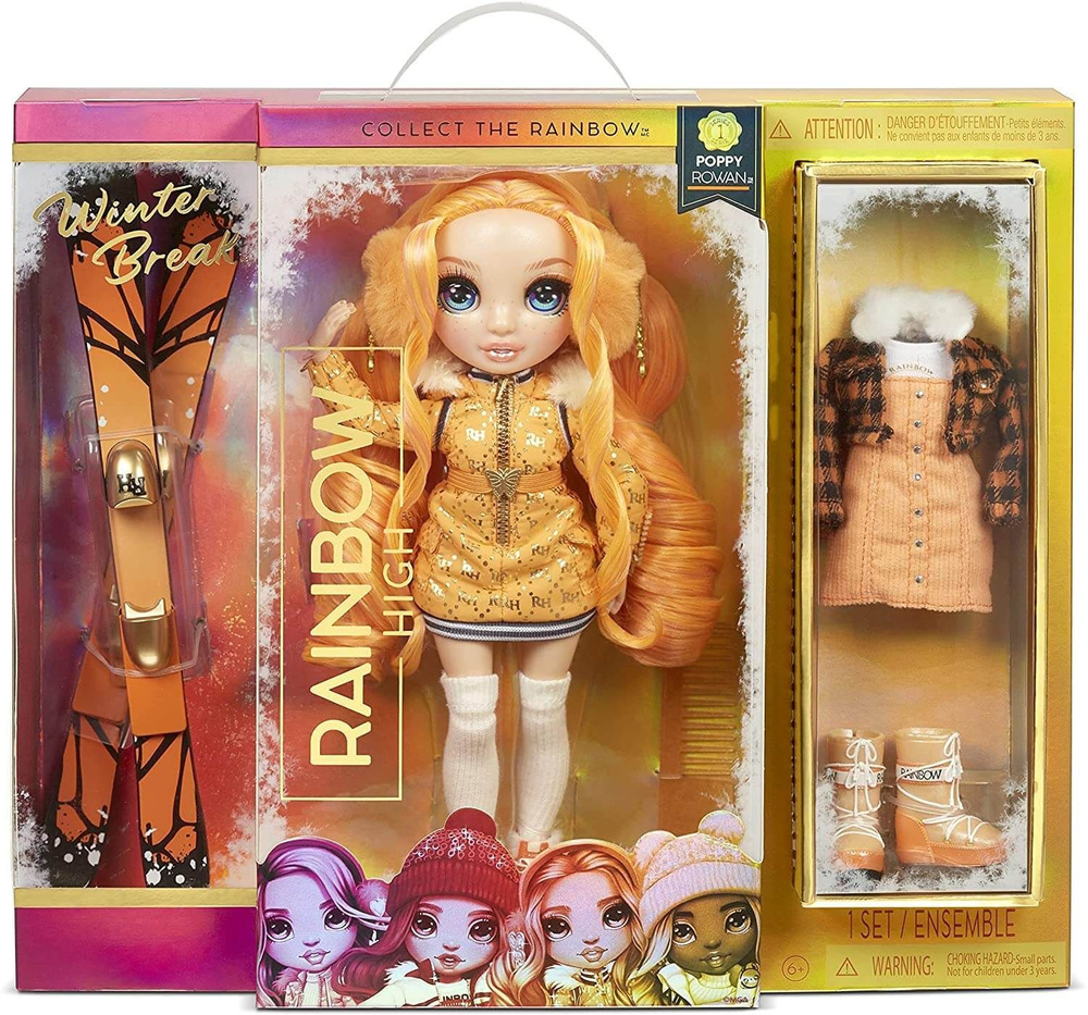 Большая шарнирная кукла Rainbow High Fashion Doll - Winter Break Poppy Rowan (Orange)  #1