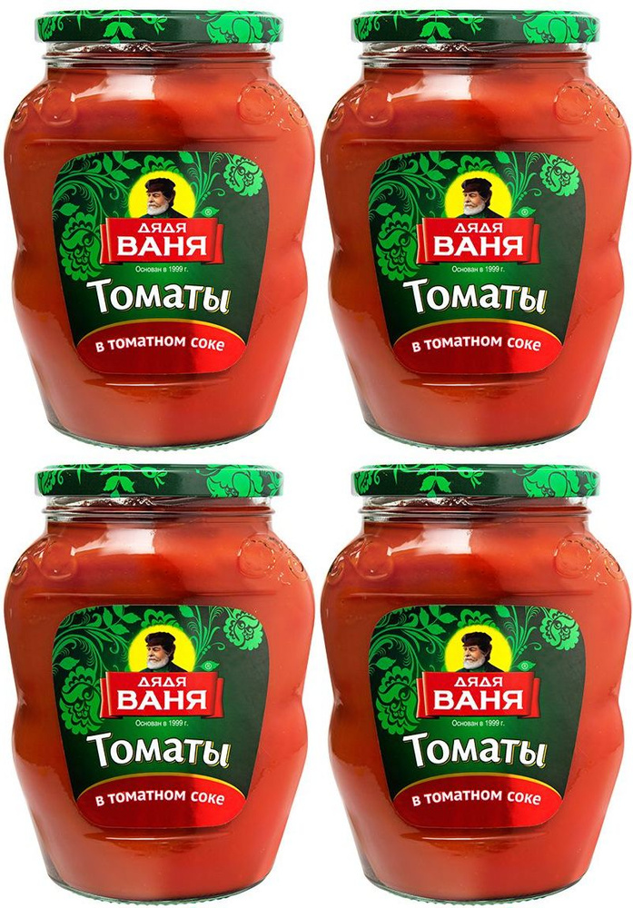 Томаты Дядя Ваня неочищенные в томатном соке, комплект: 4 упаковки по 680 г  #1