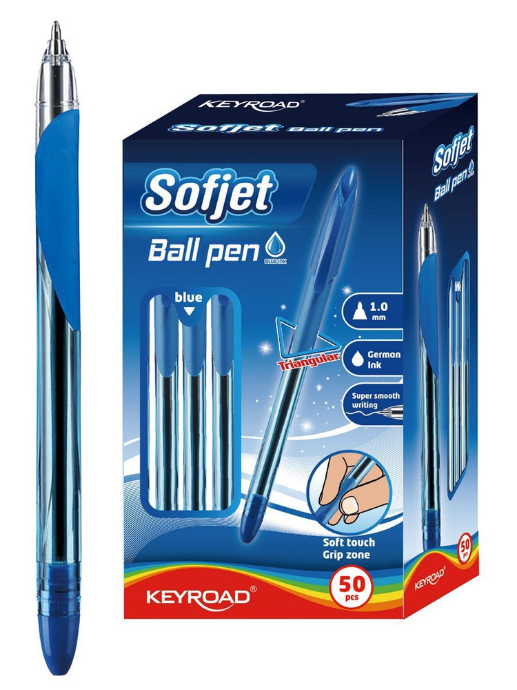 Keyroad Ручка Шариковая, толщина линии: 0.5 мм, цвет: Синий, 50 шт.  #1