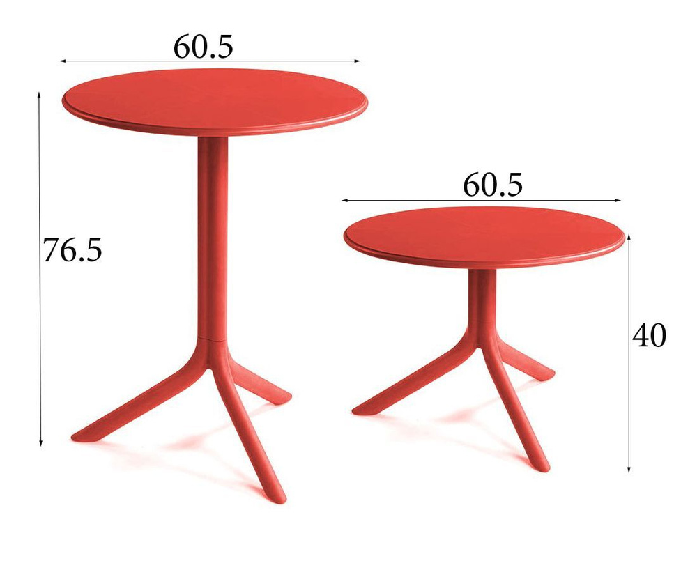 Стол обеденный трансформер NARDI Spritz + Spritz Mini, цвет коралловый, 60 см  #1