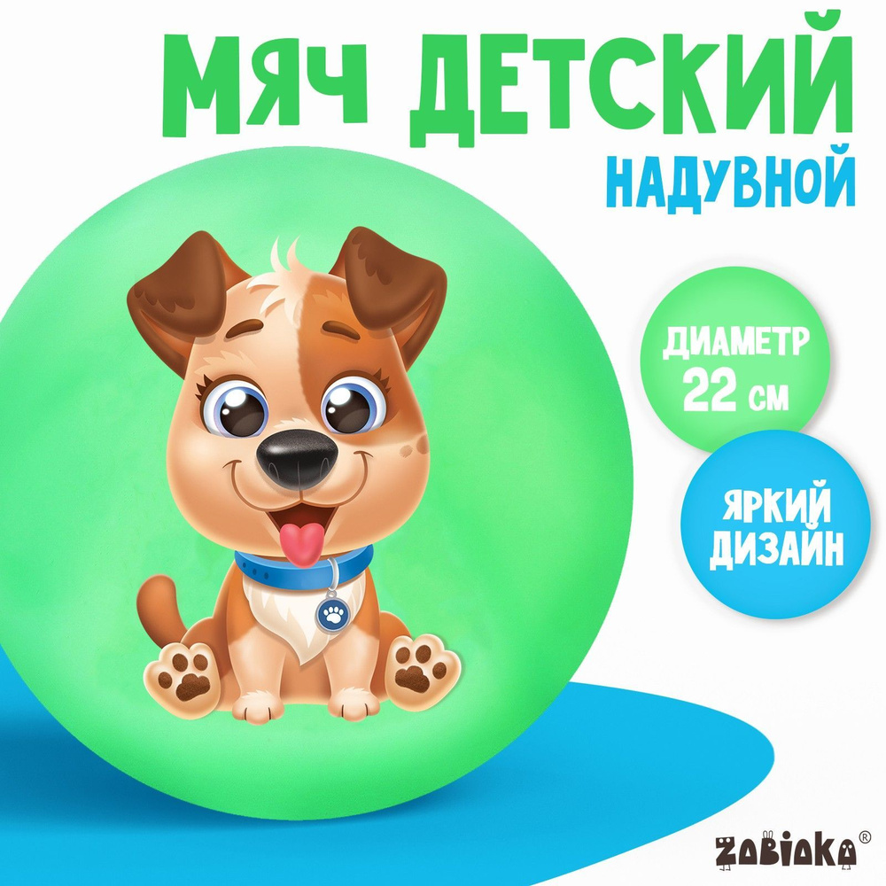 Мяч ZABIAKA "Пёсик" , детский , диаметр 22 см , вес 60 г , цвет микс  #1