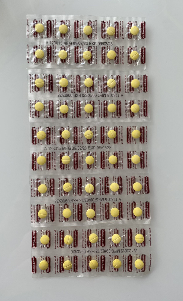 Тайские таблетки от укачивания Дименгидринат (Dimenhydrate 50mg) 50 шт  #1