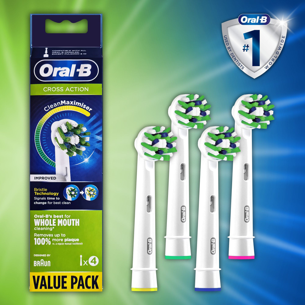 Насадки для электрических зубных щеток Oral-B Cross Action CleanMaximiser, 4 шт, для тщательного удаления #1