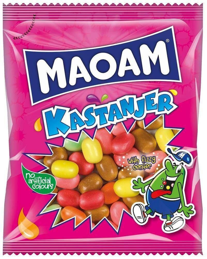 Жевательные драже с фруктовой начинкой MAOAM Kastanjer 120 гр #1