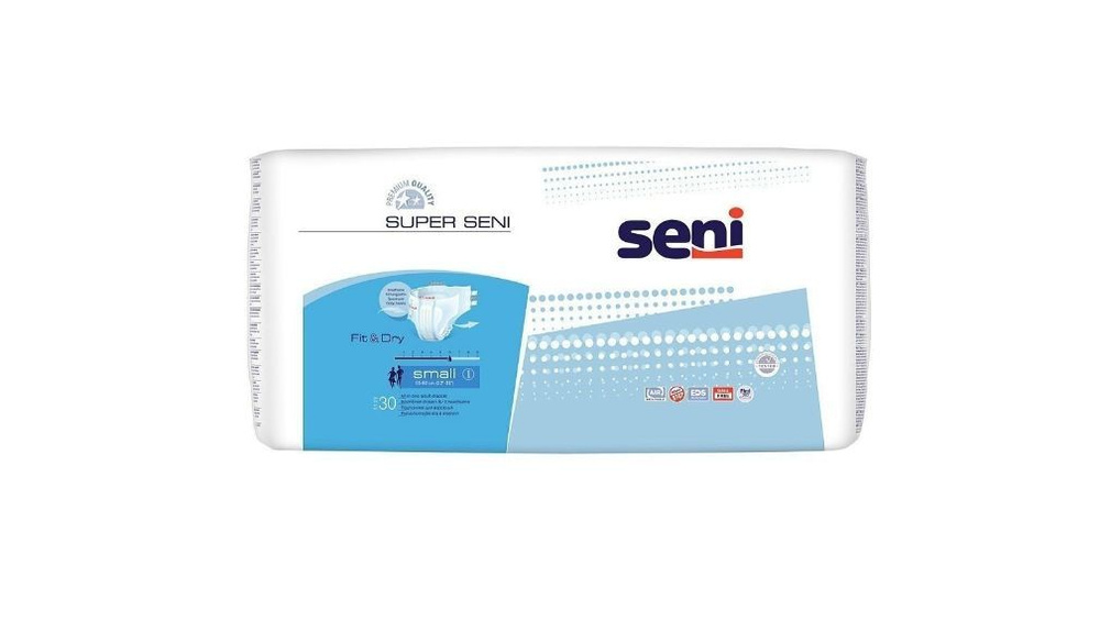 Подгузники Seni Супер air EDS для взрослых 1 Small (55-80см) 6 капель 30 шт  #1