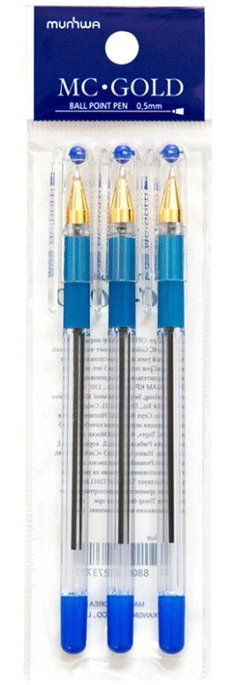 MunHwa Ручка Шариковая, толщина линии: 0.3 мм, цвет: Синий, 3 шт.  #1
