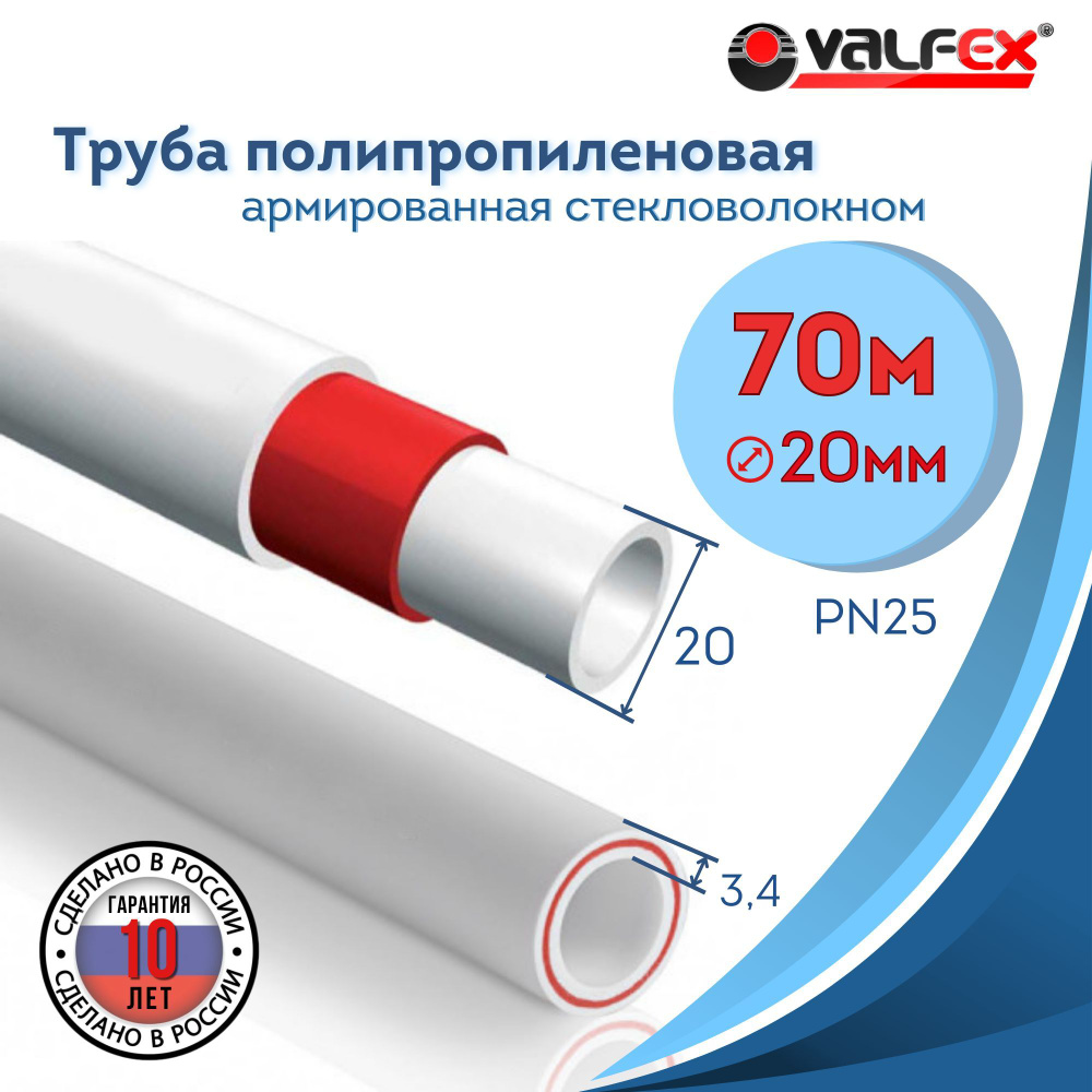 Труба армированная стекловоклокном Valfex SDR 6 (PN 25) 20х3,4мм 70м  #1