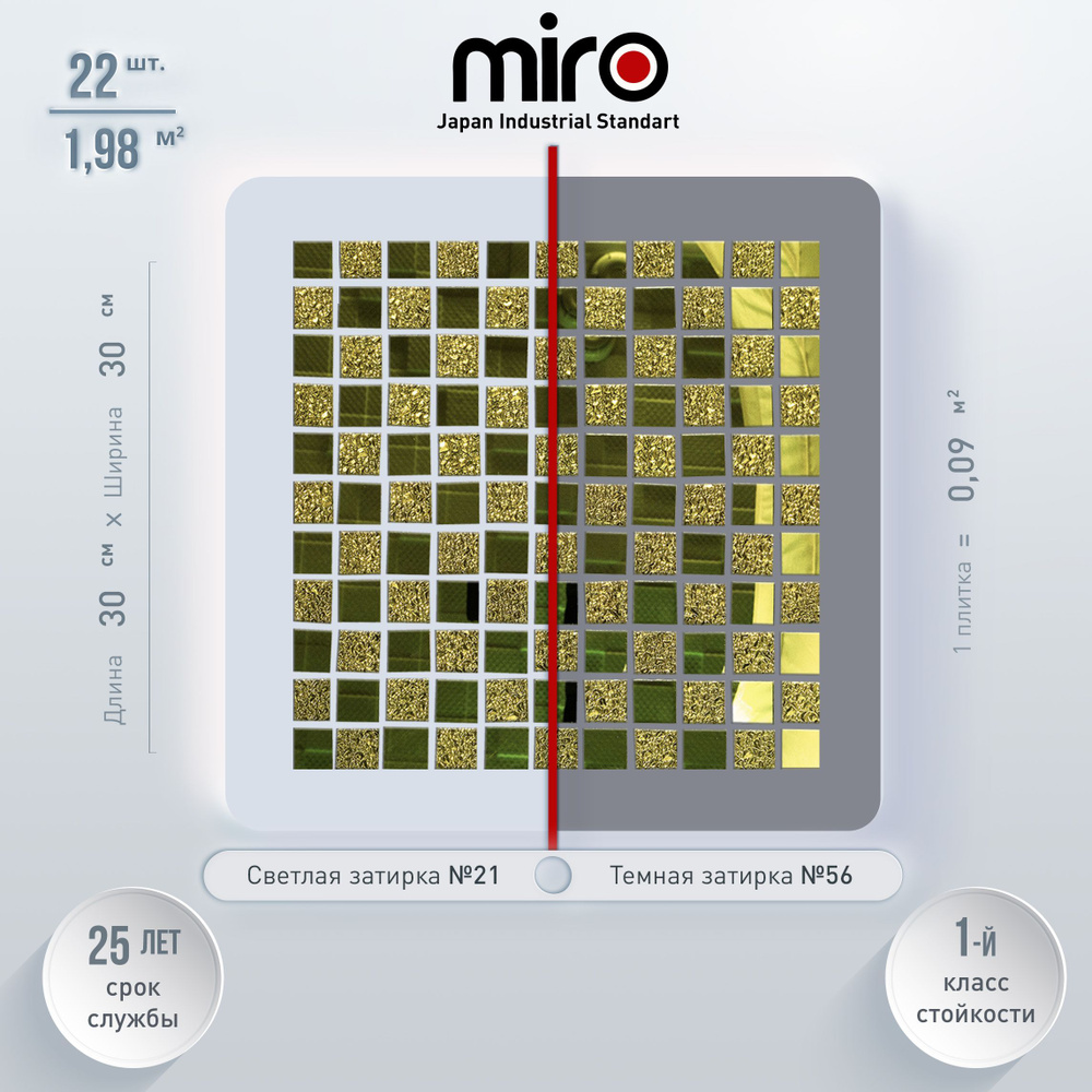 Плитка мозаика MIRO (серия Cerium №24), универсальная стеклянная плитка для ванной и душевой комнаты, #1