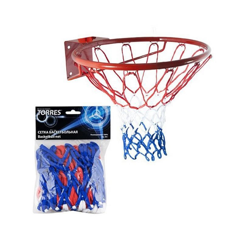 Баскетбольная сетка Torres Torres, нить 4 мм, бело-сине-красная (SS11050)  #1