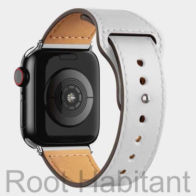 Кожаный ремешок для Apple Watch 3 4 5 6 7 8 9 SE Ultra, в корпусах 42, 44, 45, 49. Белый / White  #1