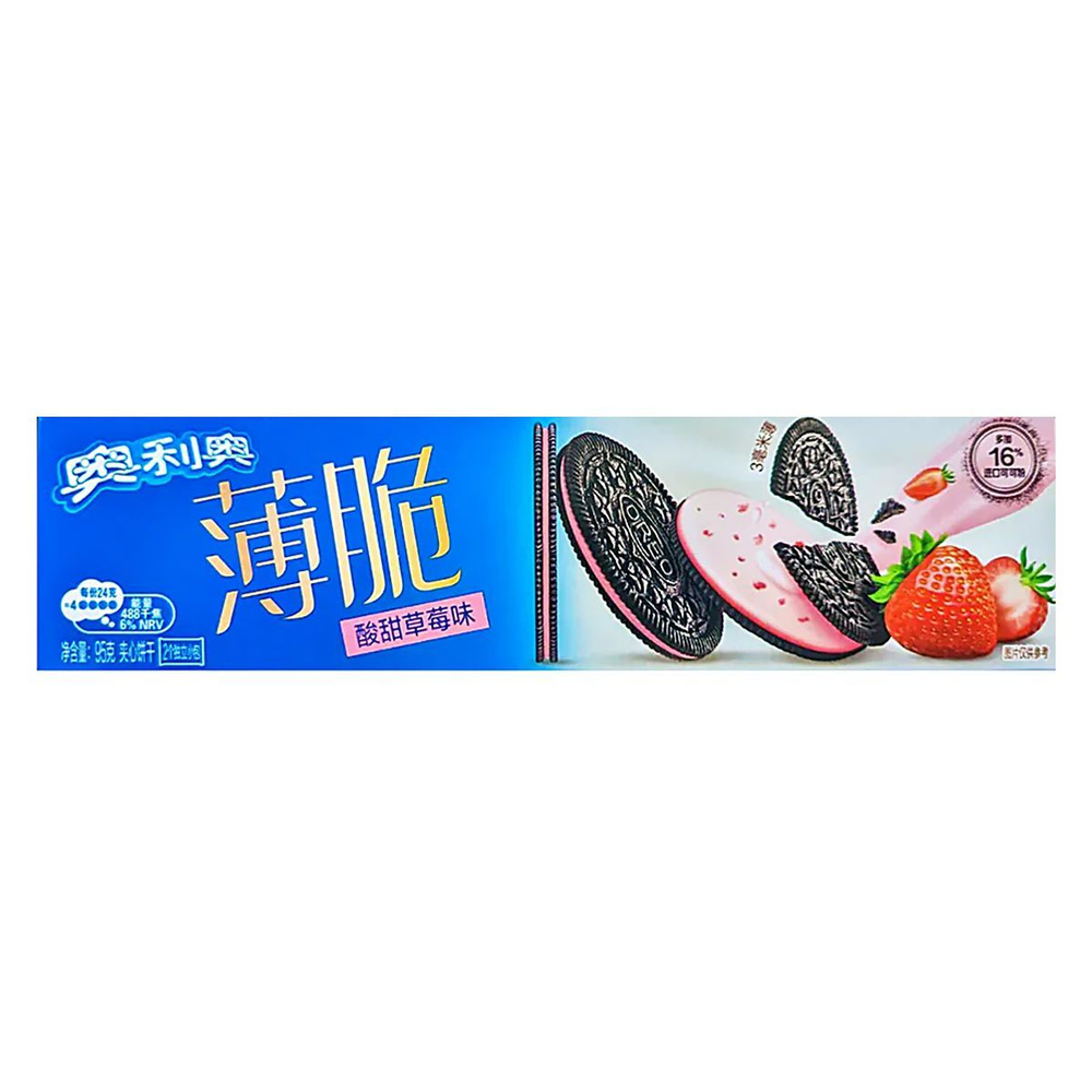 Печенье OREO Thin Crisp Sweet and Sour Strawberry со вкусом кисло-сладкой клубники (Китай), 95 г  #1