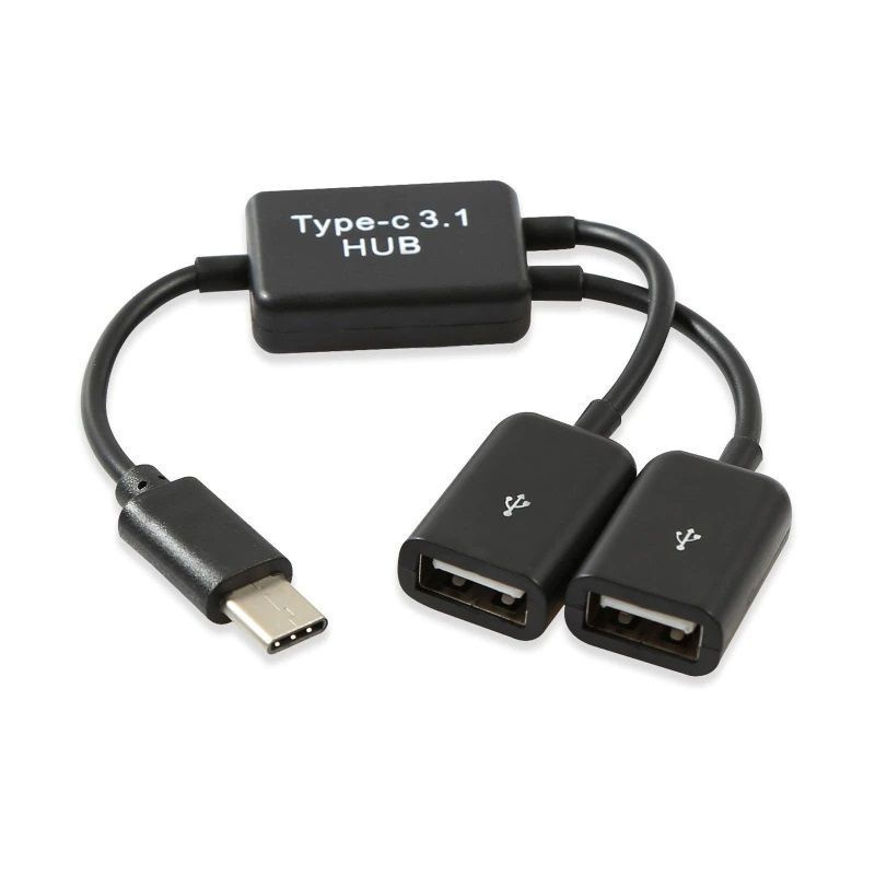 Адаптер USB хаб разветвитель OTG USB-C в 2 x USB-A, KS-is #1