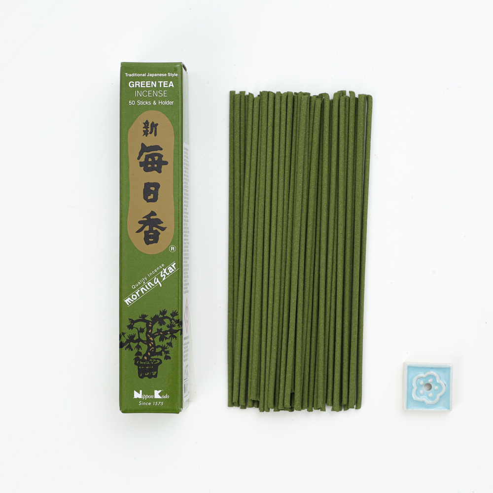 Благовония с подставкой палочки Nippon Kodo MS GREEN TEA (Зеленый чай), 50 шт  #1