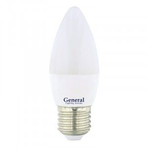 Комплект 10 шт. светодиодная LED лампа General свеча E27 7W 6500K 6K 38x108 пластик/алюмин. 650200 583926, #1