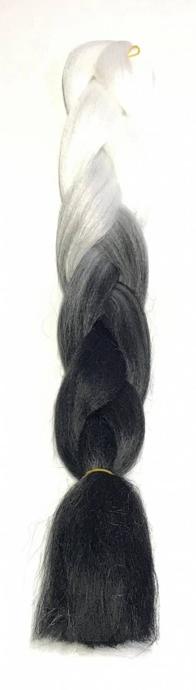 Канекалон-коса двухцветная, черно-белая, 60см, 100гр, 1 шт #1