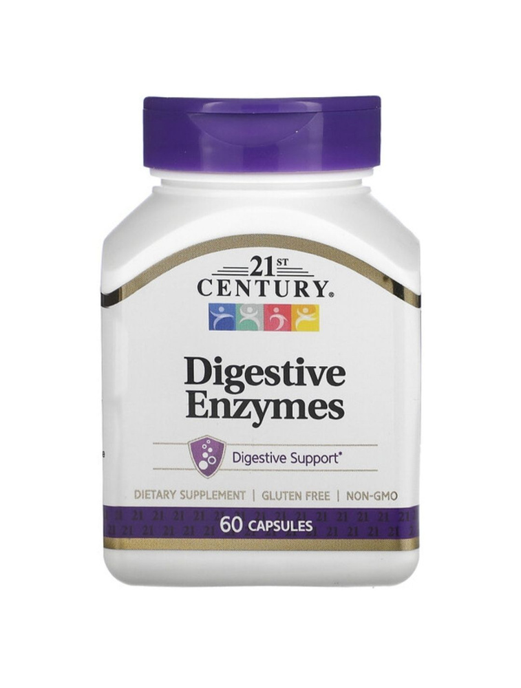 Пищеварительные ферменты 21век, 21st Century Digestive Enzymes, 60 капсул  #1