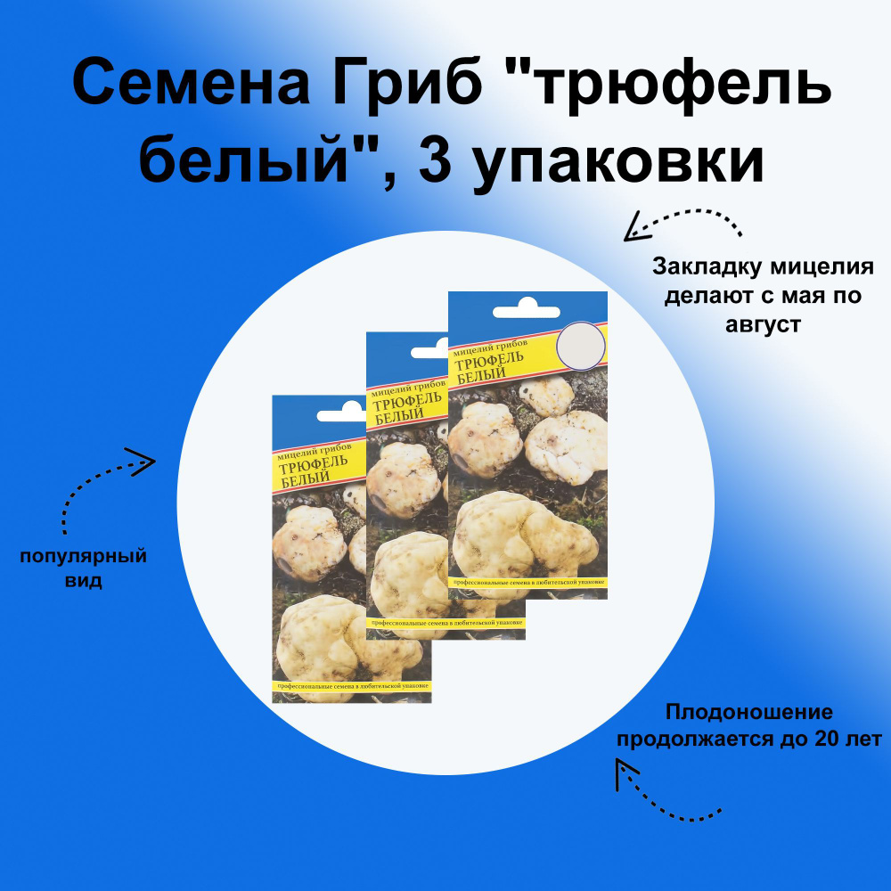 Семена Гриб "трюфель белый", 3 упаковки: популярный вид, который может появиться и в вашем саду. Первыми #1