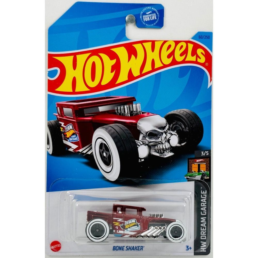 HKJ95 Машинка металлическая игрушка Hot Wheels коллекционная модель BONE SHAKER бордовый  #1