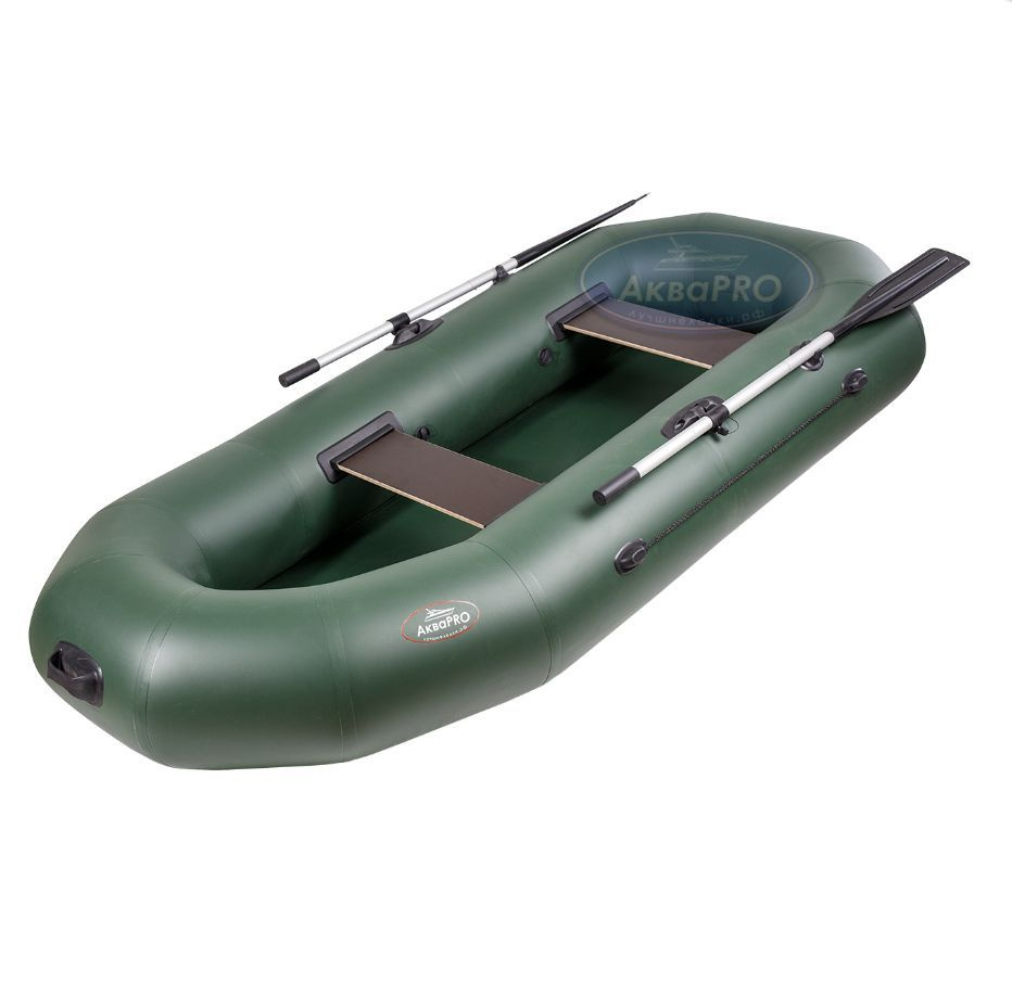 Надувная двухместная гребная лодка ПВХ АкваPRO 280 зеленая  #1