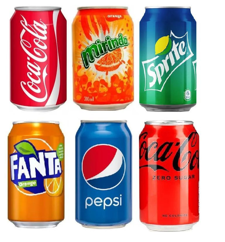Набор газированных напитков Fanta, Pepsi, Coca-Cola, Mirinda, Coca-Cola zero, Sprite (Афганистан), ( #1