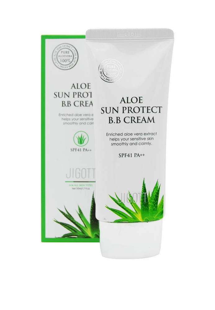 JIGOTT B.B Cream Aloe Sun Protect Cream SPF41 PA++ Биби-крем АЛОЭ солнцезащитный, 50мл  #1