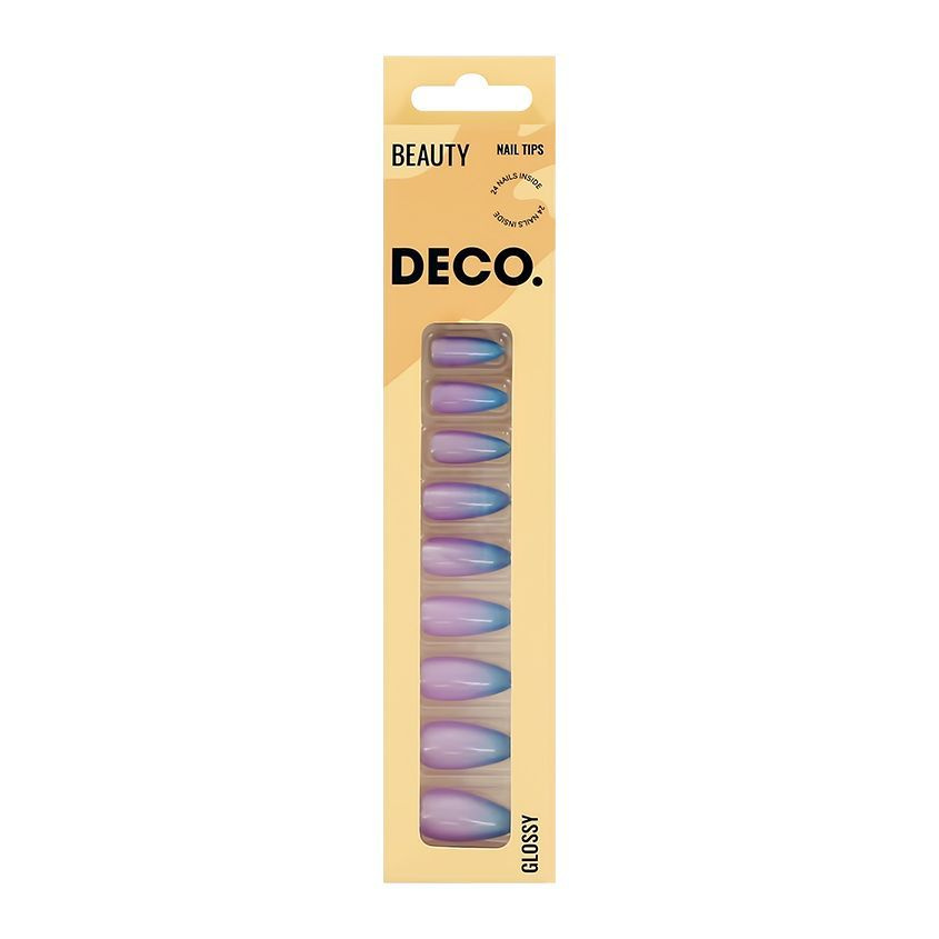 Набор накладных ногтей с клеевыми стикерами DECO. BEAUTY glossy violet shine (24 шт + клеевые стикеры #1