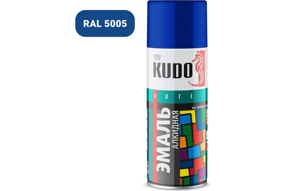 Эмаль KUDO KU-1011 универсальная алкидная глянцевая синяя 520мл.  #1