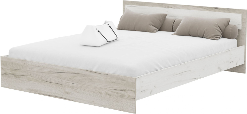 Двуспальная кровать Стендмебель 160x200 см Гармония КР-601, дуб крафт белый, дуб крафт серый  #1