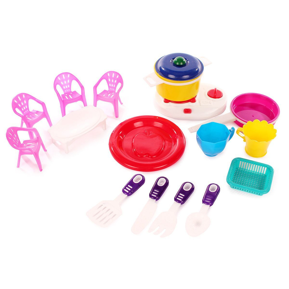 Детская посуда игрушечная, набор 13 предметов, чайник, кастрюля, сковорода.  #1