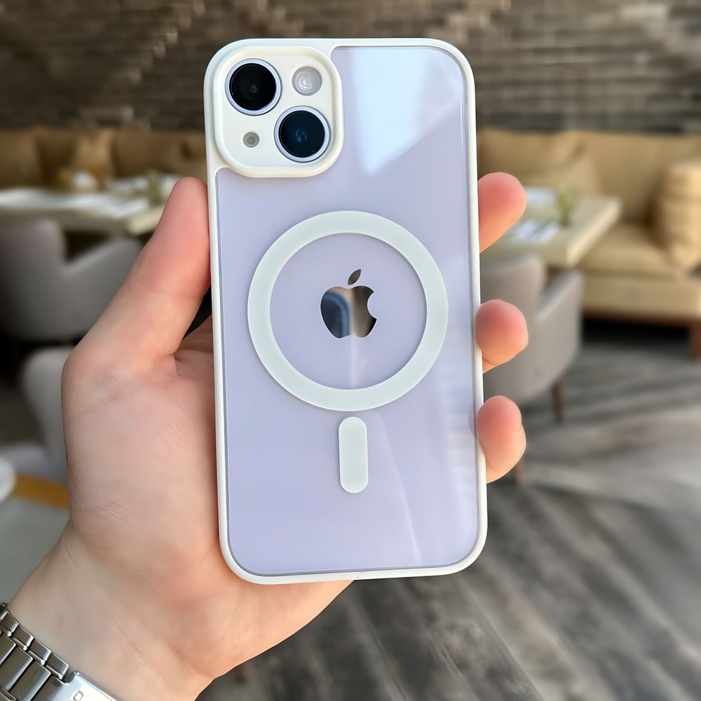 Чехол для iPhone 13 с MagSafe белый, прозрачный / магсейф на Айфон 13 для использования магнитных аксессуаров, #1