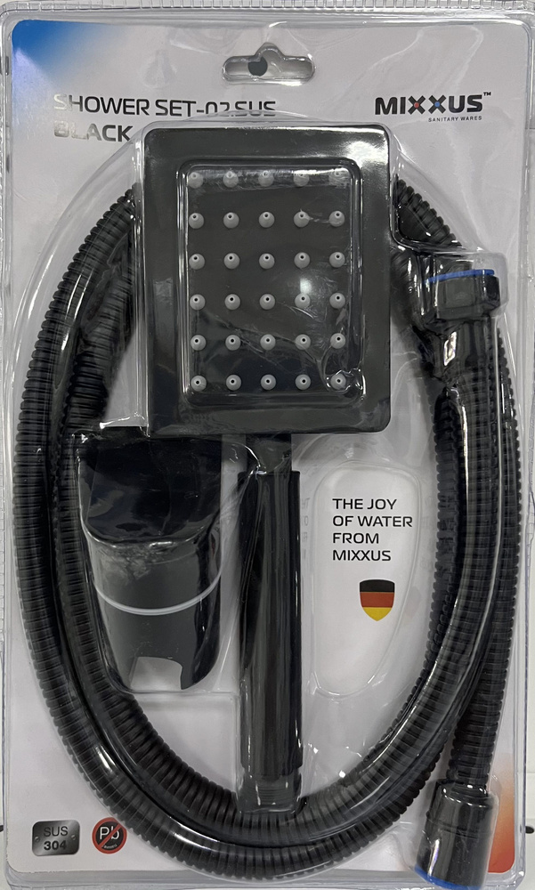 Душевой набор (шланг, лейка, кронштейн) MIXXUS SHOWER SET-02.SUS BLACK  #1