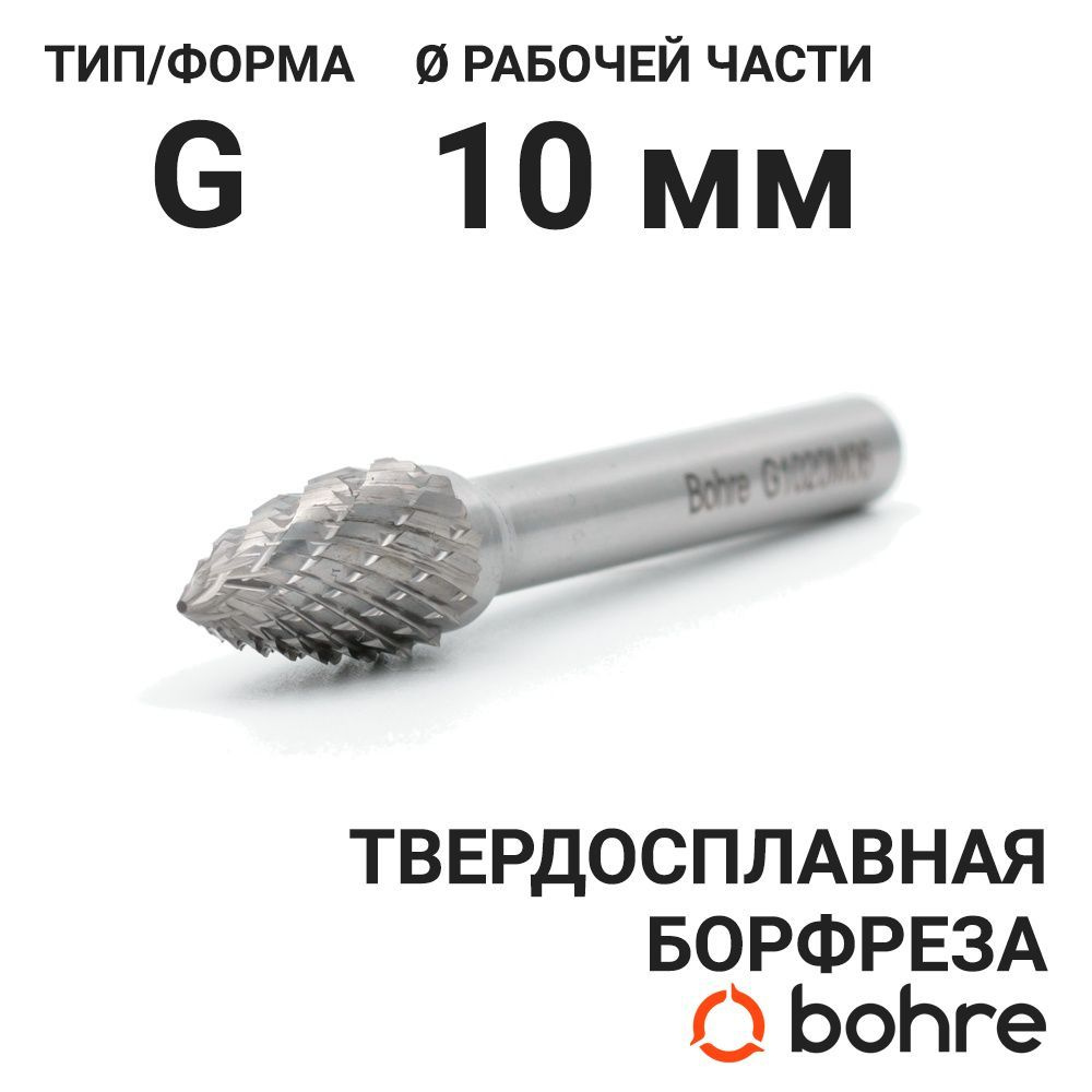 Борфреза твердосплавная Bohre сфероконическая с заостренным концом, тип G 10-20-М-06-L65  #1