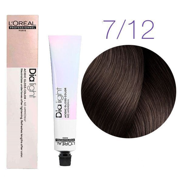 L'Oreal Professionnel Полуперманентный краситель-блеск для волос без аммиака DIA Light, 7.12, 50мл  #1