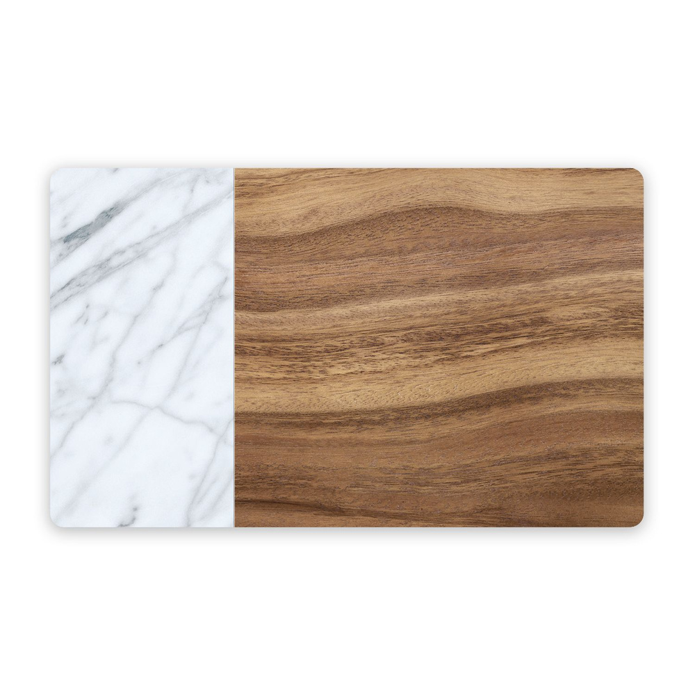 Коврик под миски TARHONG "Acacia Wood+Carrara", коричнево-белый, 48х29см (США)  #1