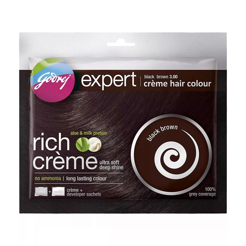 Godrej Expert Rich Creme Hair Colour Крем-краска черно-коричневого цвета, 40 г  #1