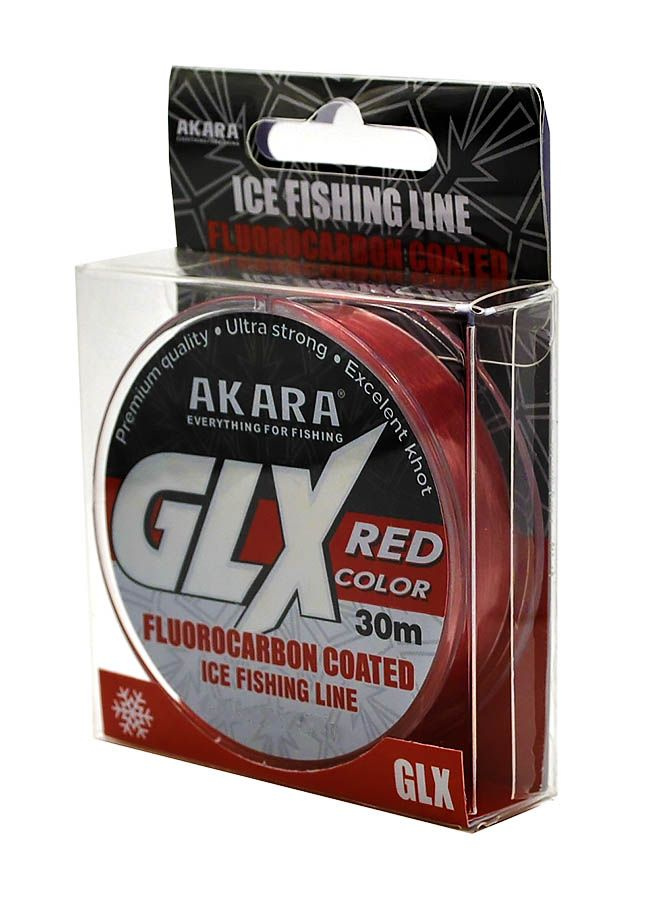 Монофильная, полиэстеровая леска для рыбалки Akara GLX Fluo Coated ICE Red 30м 0.18мм 3.7кг  #1