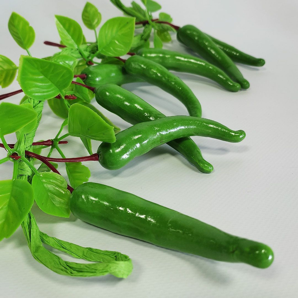 SunGrass / Овощи искусственные для декора - перец турецкий зеленый горький, 8 шт на ветке  #1