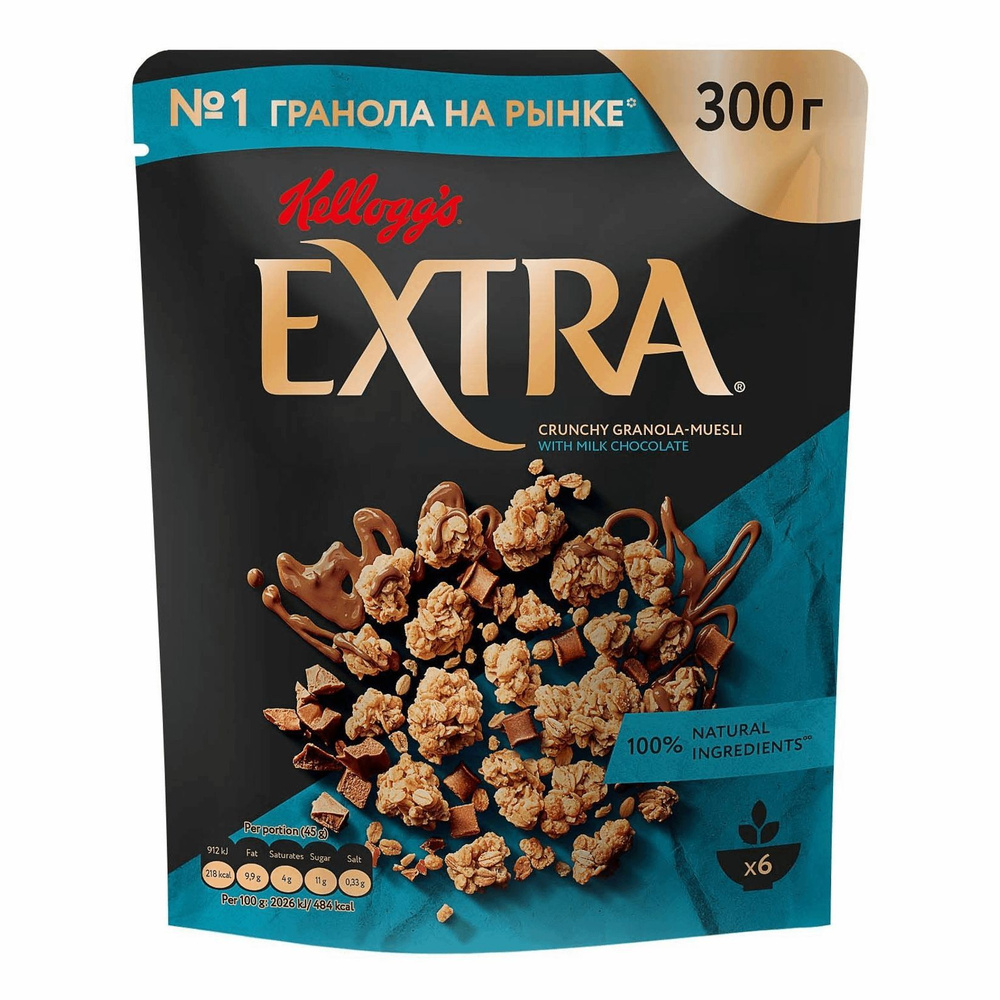 Гранола-мюсли Kellogg's Extra овсяная с молочным шоколадом 300 г  #1