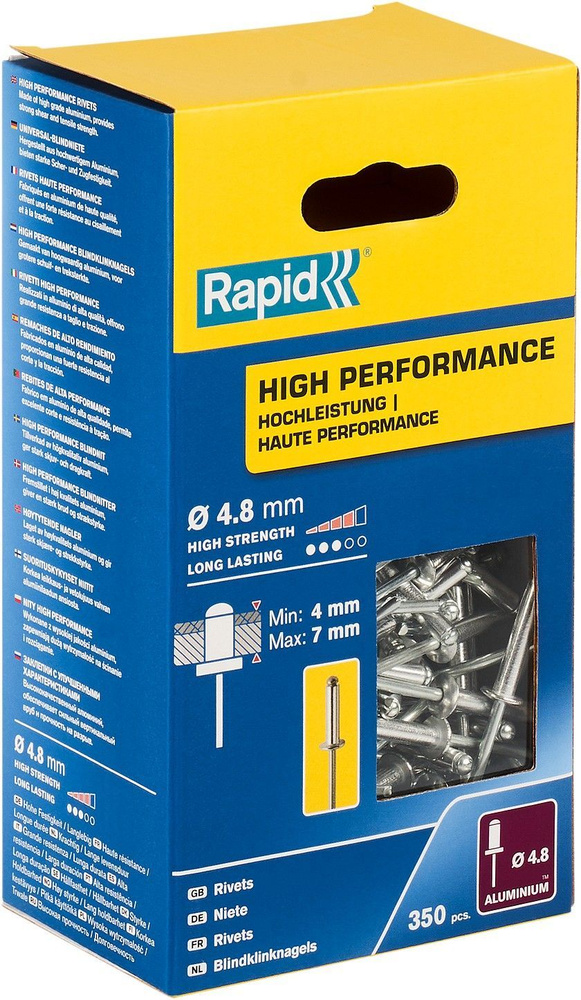 Алюминиевая высокопроизводительная заклепка RAPID R:High-performance-rivet 4.8х10 мм, 350 шт (5001435) #1