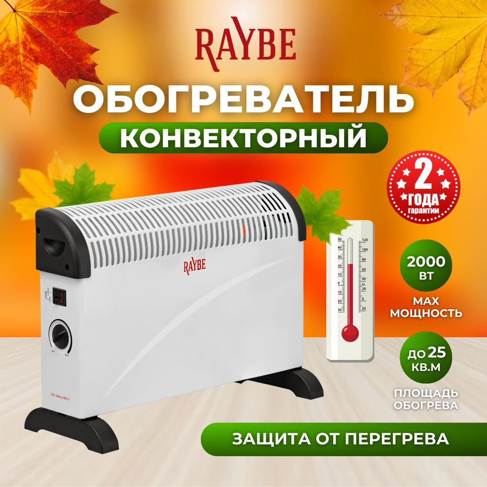 Обогреватель конвекторный электрический напольный/ настенный Raybe (ADV-2000BS) 2000 Вт  #1