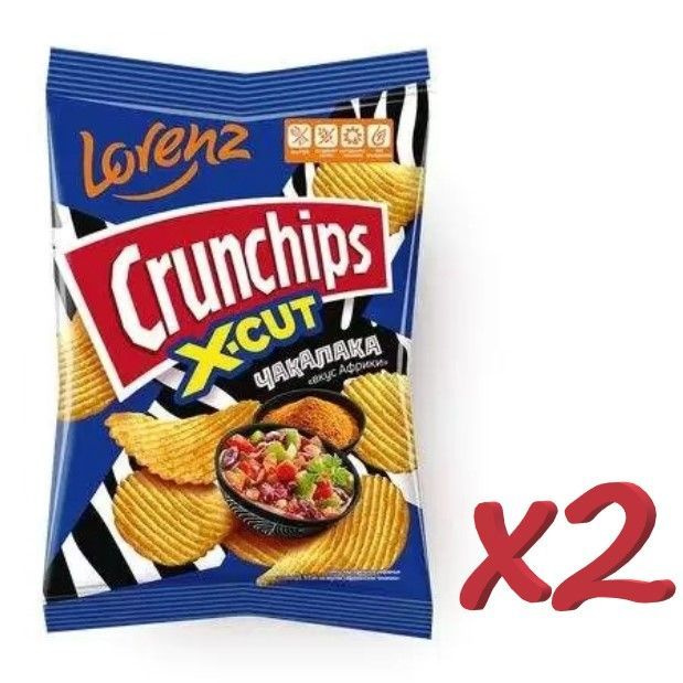 Чипсы картофельные Lorenz Crunchips X-Cut рифленые со вкусом африканской чакалаки 70 г  #1